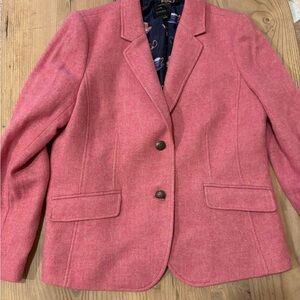 Elegant Pink Tweed Wool Women's Blazer
